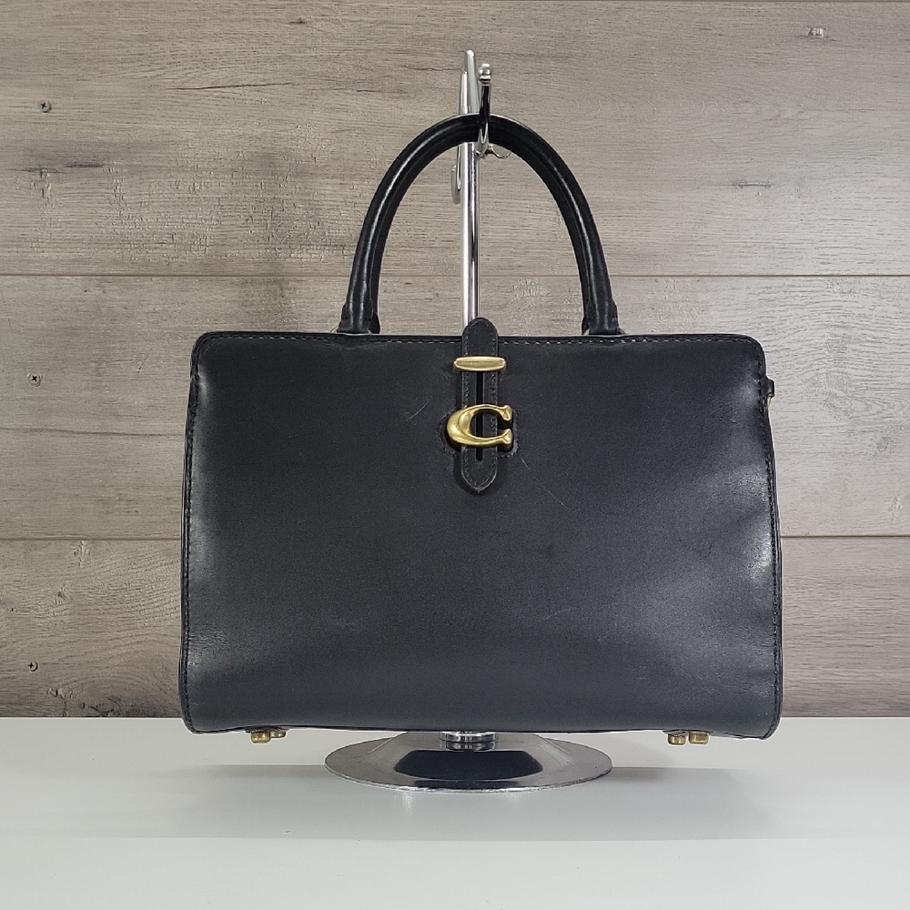 Coach Serra Classic Black Leather Top-Handle Satchel Bag 74177